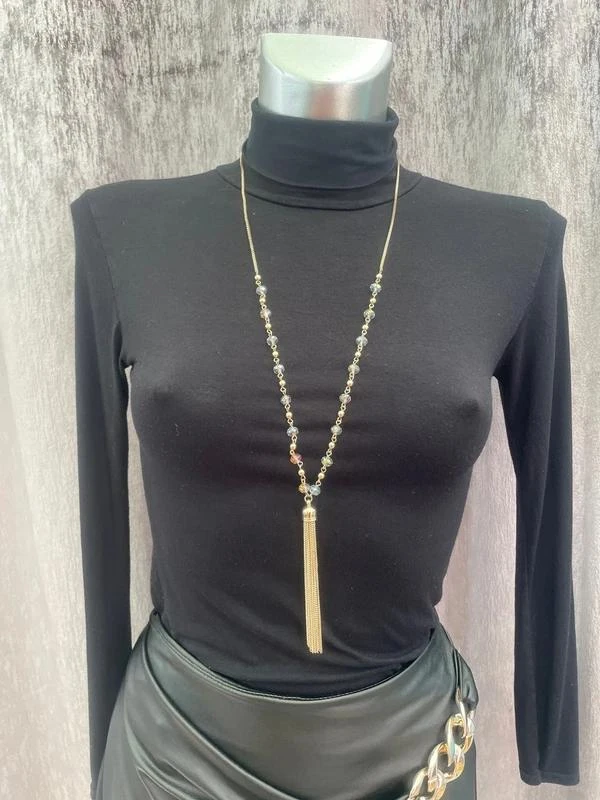 Collier sautoir chainette et perles doré